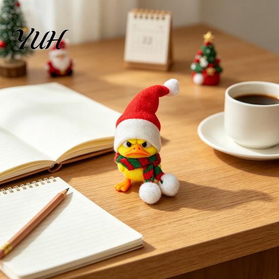 Cute Animal Ornaments for Christmas Little Duck Ornament, 3D Printed Figurine, Detachable Hat Unique Holiday Party Favors And Scarf Design,
