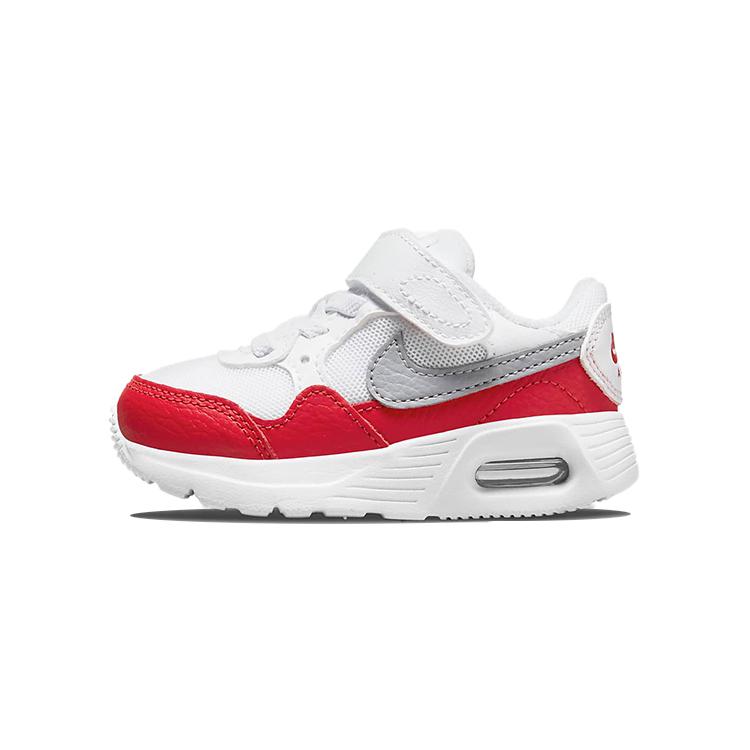 

новые кроссовки Nike Air Max SC с нескользящей подошвой, амортизацией, износостойким верхом, низкие, для бега, белые с красным, для младенцев и малышей 25