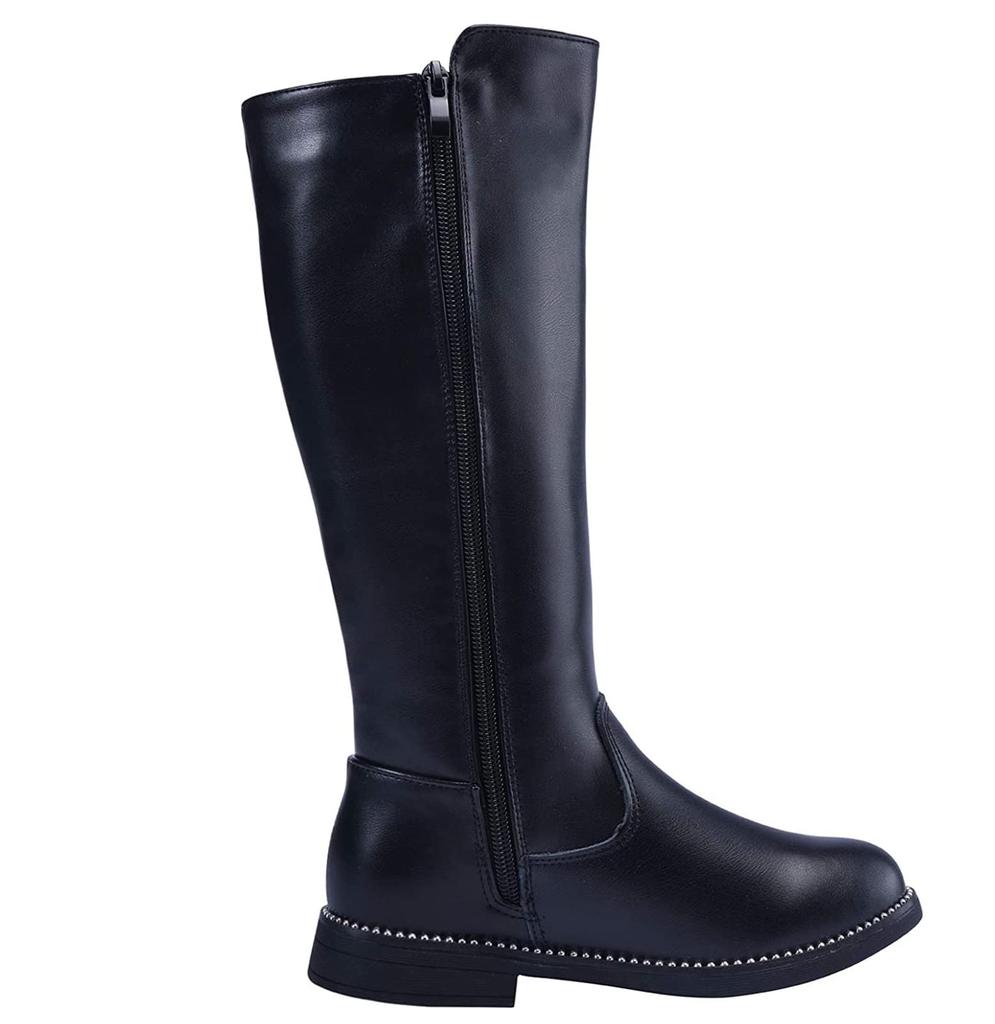 PPXID Boots with Side Easy to Put On and Take Comfortable to Walk Perfect for and Casual Size Girls' Knee-High Zipper, Off, Water-Repellent, in,