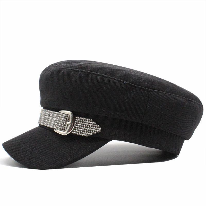 Black Beret Women'S Season Tide Japanese Octagonal Summer Vintage British Flat Top Navy Cap