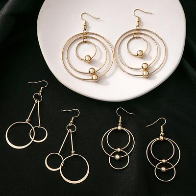Retro Exaggerated Large Circle Earrings, Personalized Geometric Multi-Layer Round Hollow Earrings, Fashionable And Simple Earrings.