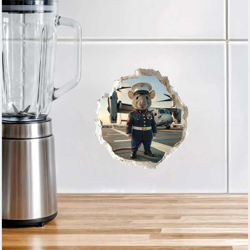 6 Pieces Military Service Mouse Hole Wall Sticker Bedroom Entrance Living Room Porch Home Decora Waterproof Decals M1562