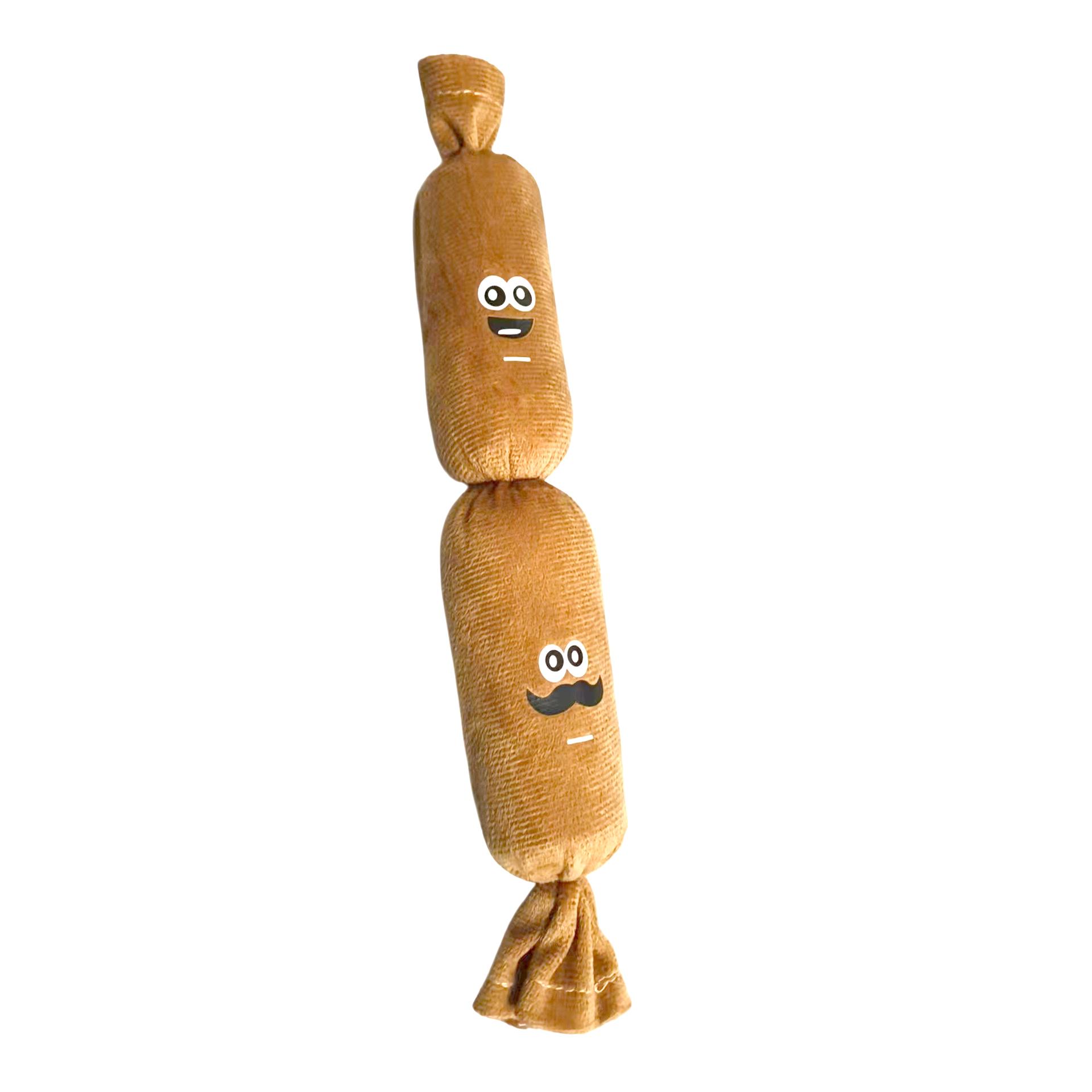 Simulated Sausage Plush Chew Toy for Dogs Press-to-Squeak with BB Sound, Durable Chew-Resistant & Self-Play Boredom Relief Toy