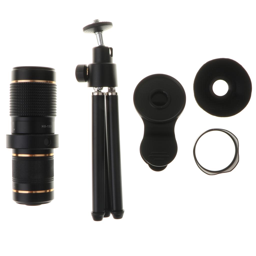 Universal Phone Camera Zoom Lens Kit Clip on Optical Telescope Black