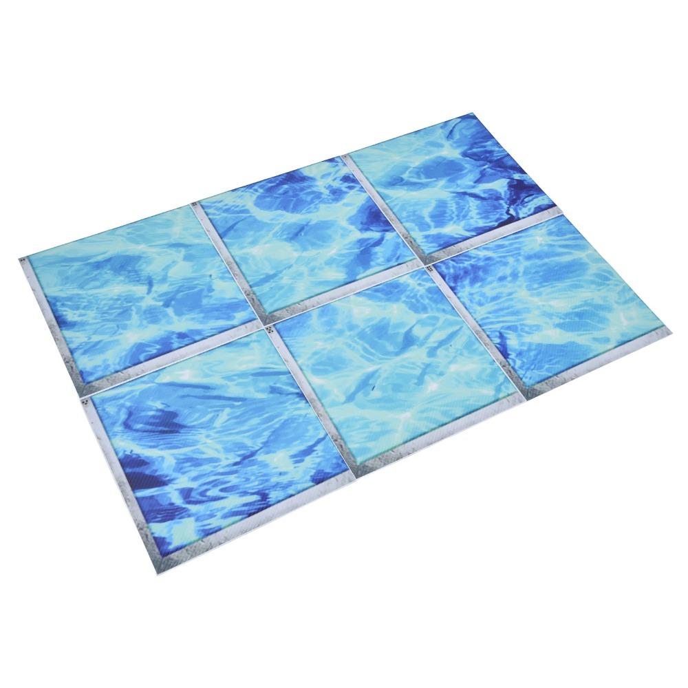 12pcs Blue 3D Bathtub Sticker Self Adhesive PVC Tile Decal Waterproof Antislip Sticker Bath Use