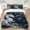 3PCs Mythical Dragons Design Cover Set, Breathable Fabric, Machine Washable (1 Duvet Cover + 2 Pillowcases) (Without Quilt) yy250911130