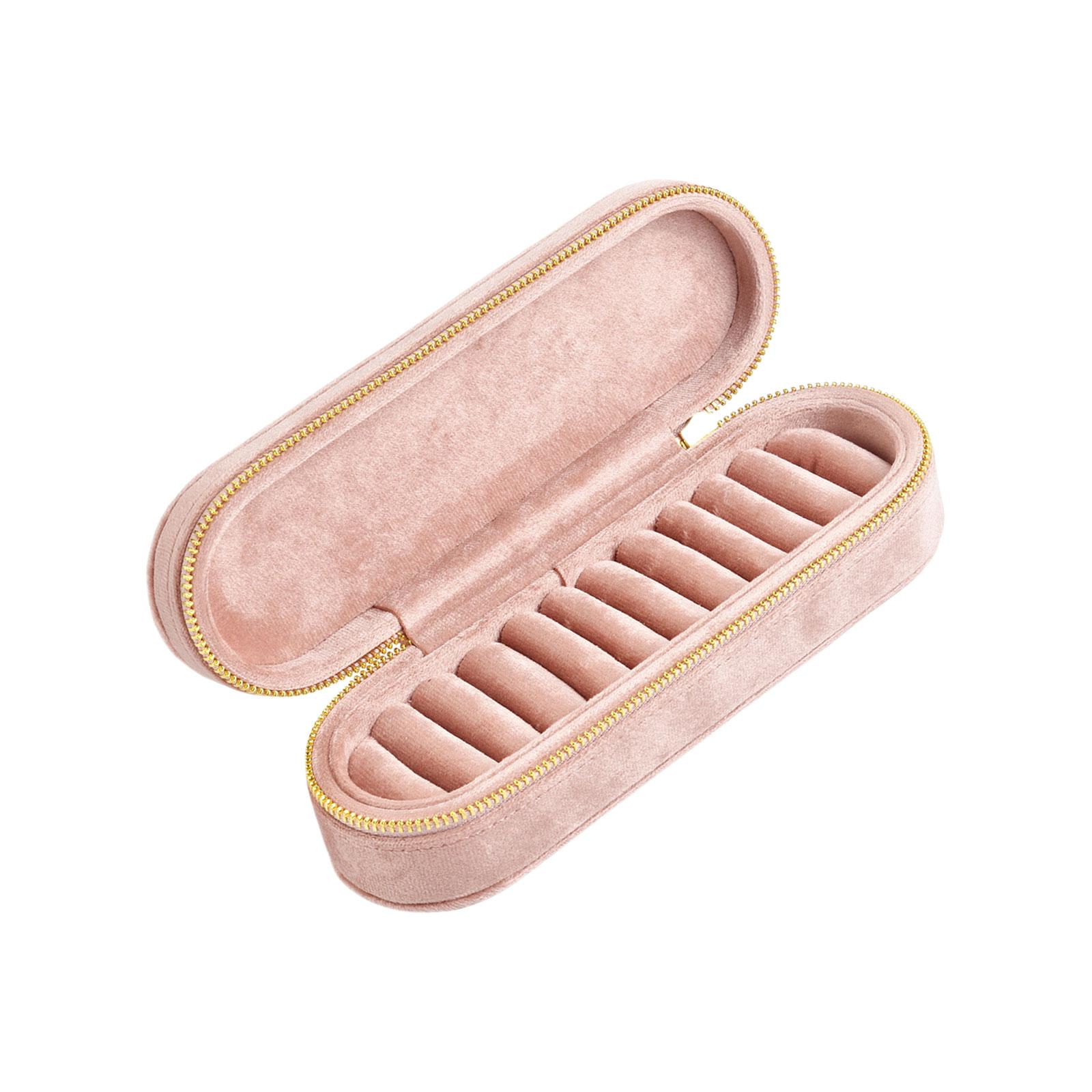 

Бархатный футляр для украшений Портативная коробка на молнии Многосекционная бархатная шкатулка для украшений с молниями для организации украшений разноцветный