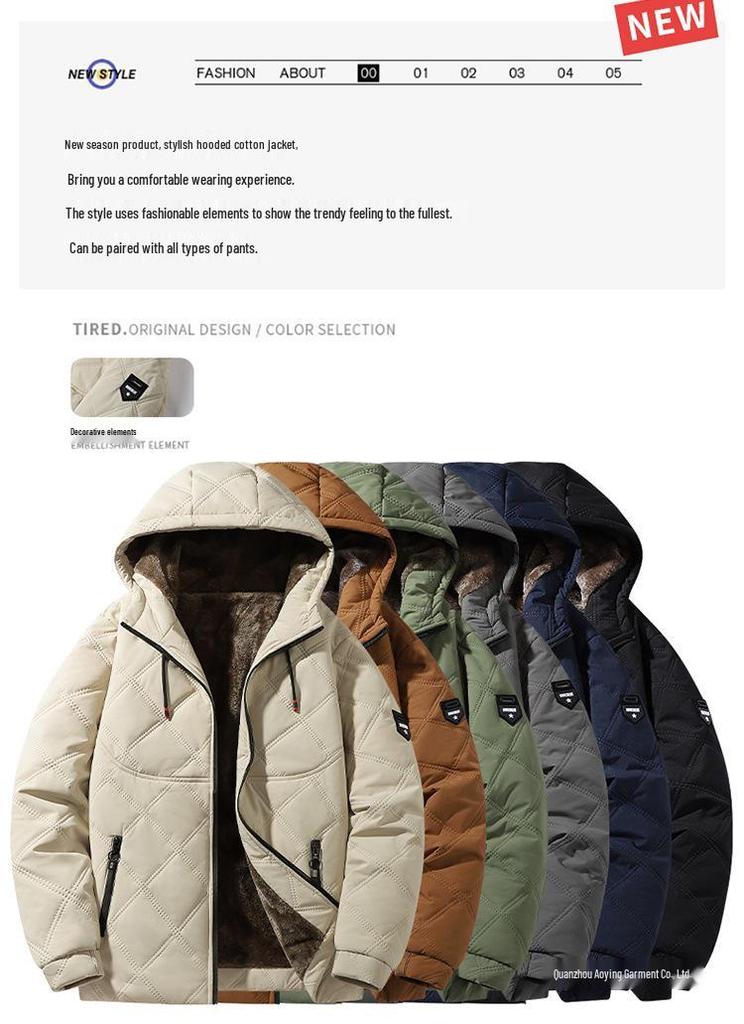 Men's Plus Size Thickened Velvet Cotton Jacket - Autumn/Winter Casual Multi-Pocket Warm Coat