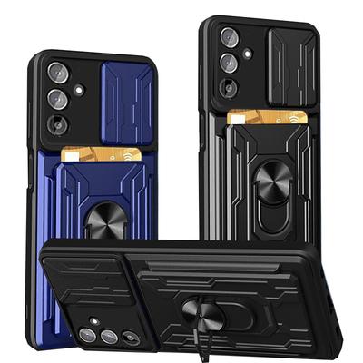 Slide Lens Protect Wallet Card Slot Holder Handyhülle für Samsung A04s A04 Armor Stoßfeste Abdeckung