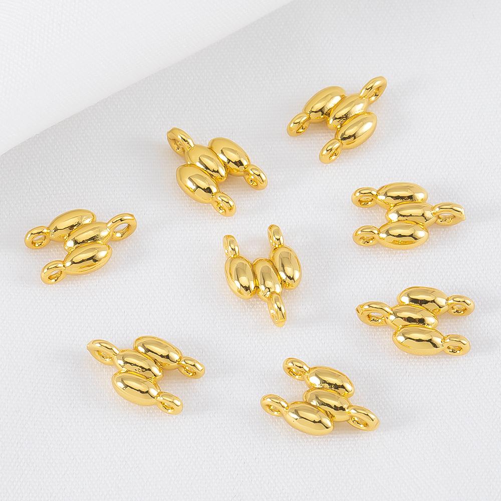 11x7mm 18K Gold Plated 2-row Connectors for Jewelry Making Brass Connectors Bracelets Accessories DIY Necklace Findings Supplies 5pcs 11x7mm
