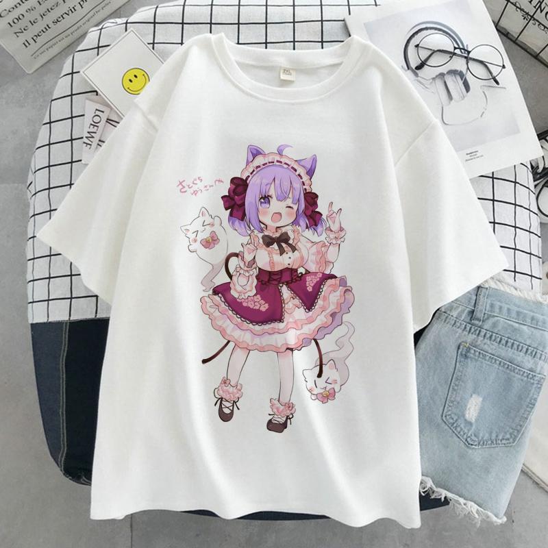 Anime Kawaii Print T-shirt Women Harajuku Aesthetic Pink Tops Emo Tshirt 2021 New Summer Korea Fashion Y2k Casual Female T Shirt