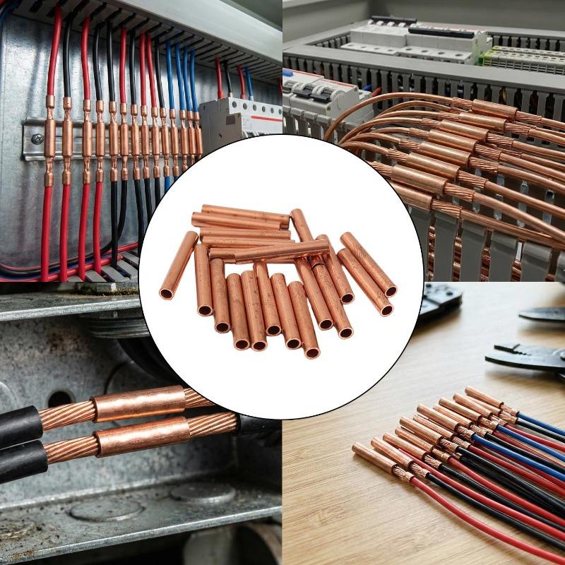 Copper Connecting Tube Wire Joint Terminal Small GT Copper Crimp Connector Cable Ferrule Lug Tube Electrical Wire Connector Kit