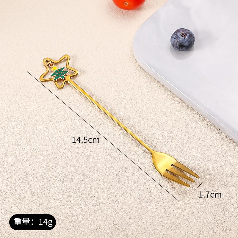 Stainless Steel Spoon Fork Cutlery Set Cute Christmas Pendant Dessert Spoon Coffee Stirrer Spoon Hand Accessory Cuchara Pequeña