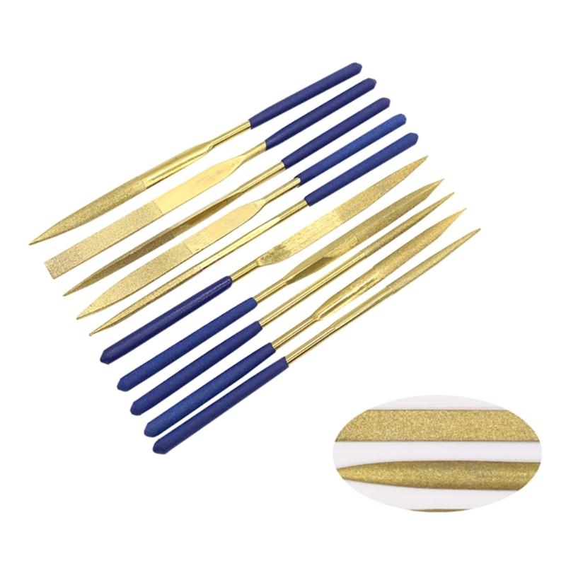 10Piece Mini Diamond Needle File Set for Metal, Deburring,and Fine Grinding Durable and Versatile Tool Square Flat Shape