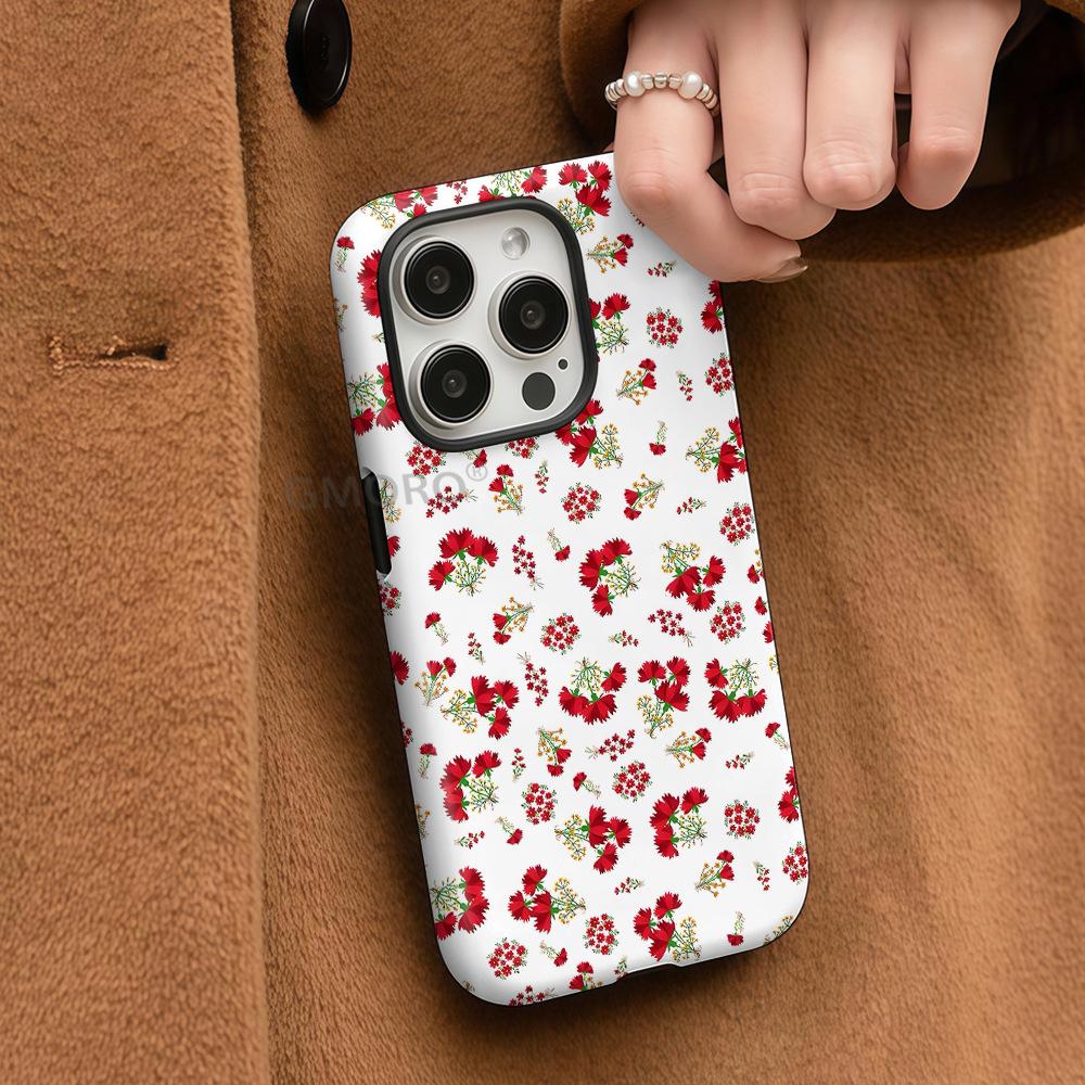 [MagSafe Magnetic Suction] Girl's Heart Red Floral Apple 15/16promax Mobile Phone Case Frosted Case