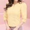 ZANZEA Women Casual Round Neck Solid Color Summer 3/4 Sleeve Blouse