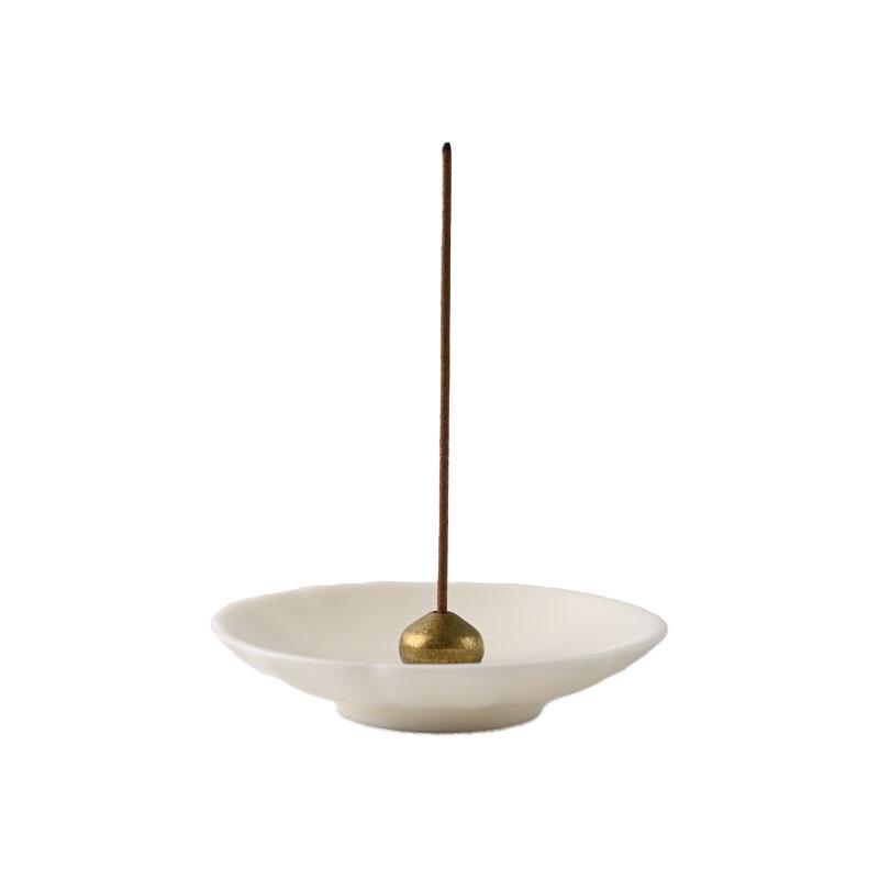 Minimalist Pure White Ceramic Incense Stick Holder - Zen Tea Ceremony Stand & Indoor Ornament