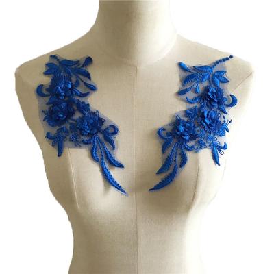 Blue I Polyester Embroidery Hollow Sewing Lace Pair Flower Collar Diy Cheongsam Wedding Dress Clothing Accessories Accessories
