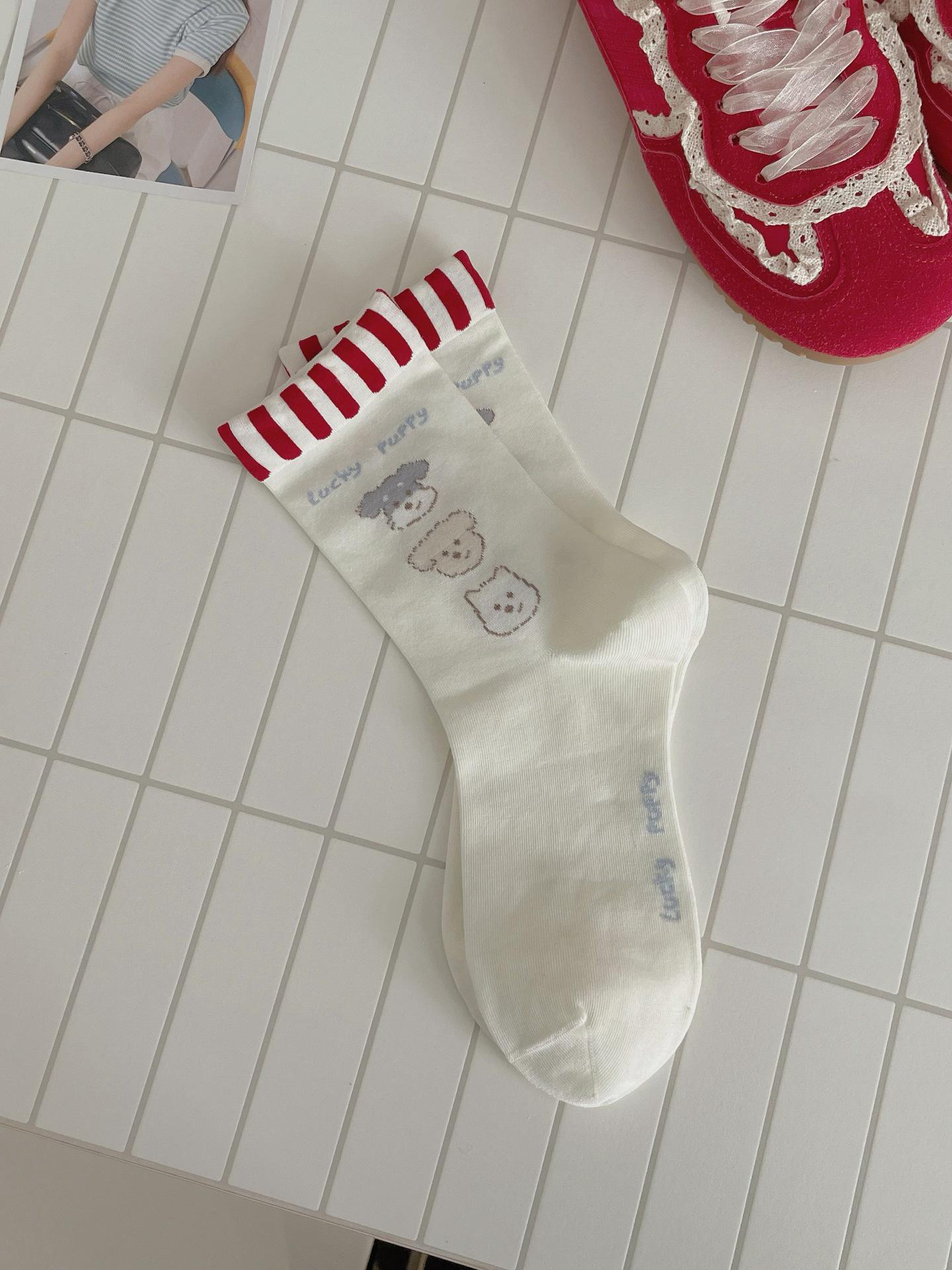 

Korean-Japanese Trendy Cute Puppy Mid-Calf Cotton Socks for Girls - Spring & Summer Style One Size