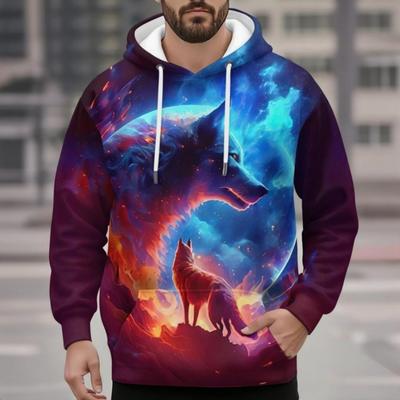 Fashion Men's Hoodie Sweatshirt Animal Wolf 3D Print Fashion Hoodie Street Casual Sweatshirt New Men's Oversized Clothing