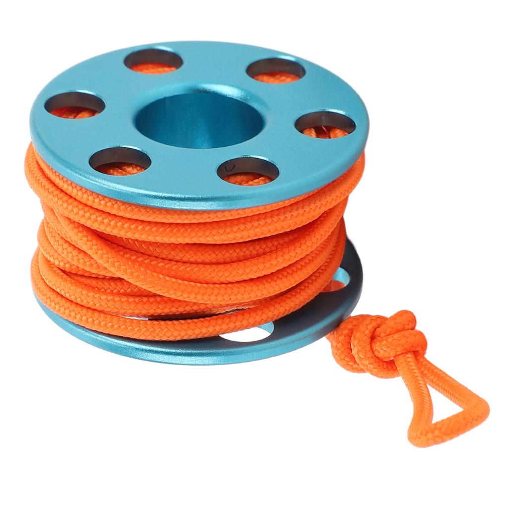 Scuba Diving Finger Reel Aluminum Alloy Mini Finger Spool Reel Pendant with Glow in The Dark Nylon Guide Line for