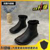 Flat Bottom Round Head Retro Zipper Snow Boots Women's Autumn and Winter New Velvet Thickened Fur Warm Integrated Short Boots