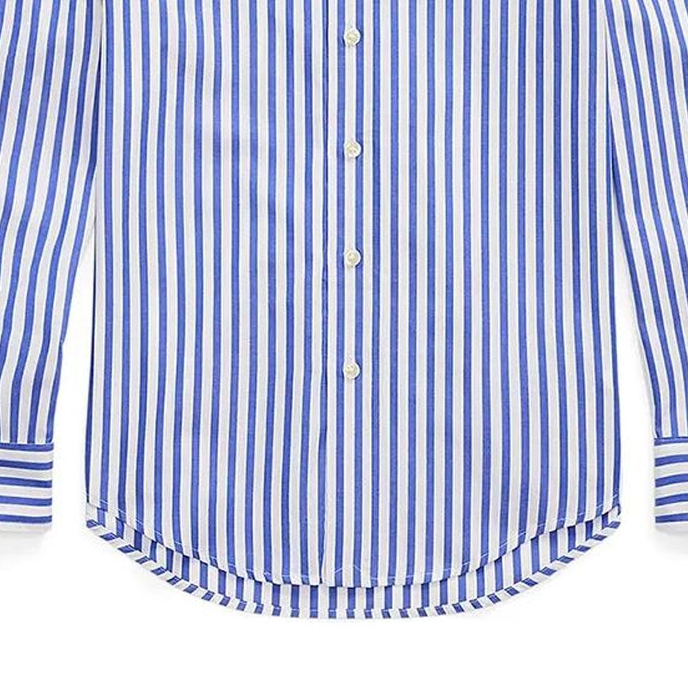 Polo Ralph Lauren Pruhované barevně blokované knoflíkové polo tričko s dlouhým rukávem Dětské topy Modrá 323918249-019