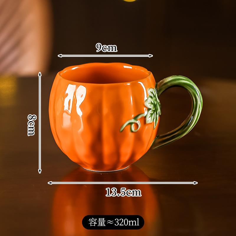 Cute Pumpkin Mug Dustproof Handmade Ceramic Coffee Cup Office Water Cup Creative Gift Mug