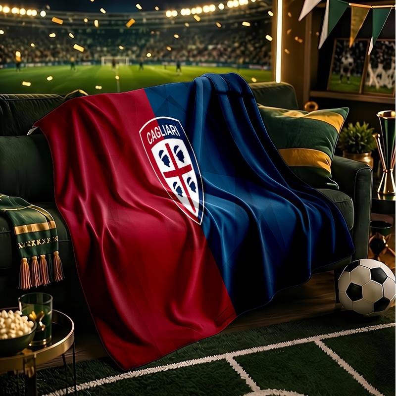 Cagliari Fußball Club Wappen Decken Flanelldecken Plüsch für Sofa Bett Geschenke für Männer Frauen Reise Picknickdecke Weihnachts-Fan-Geschenke