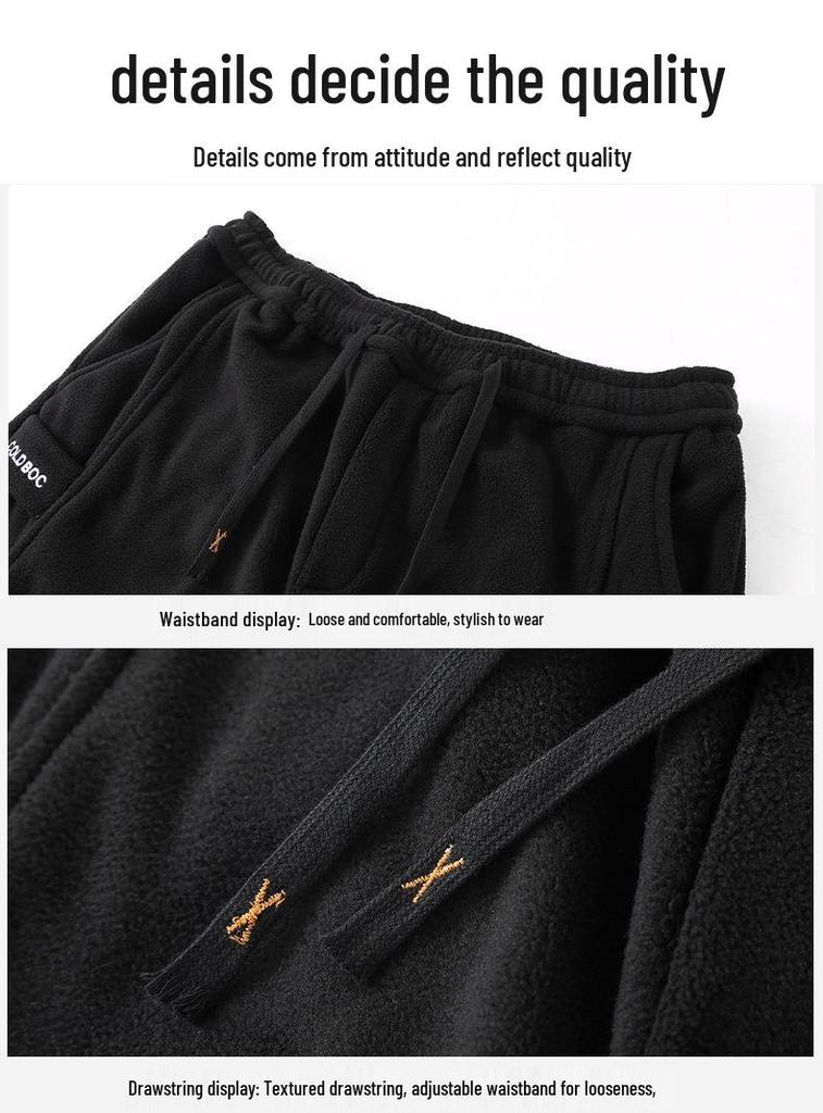 Men's Plus Size Double-Sided Fleece Sherpa Sweatpants, Thickened, Loose Fit, Cuffed, for Autumn/Winter