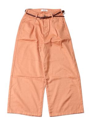 Something Casual Belted Tuck Wide Made In Soft Size M Pants, Pants, Cotton-Linen Twill, Cool, Japan, SN765S, Women's, Orange,
