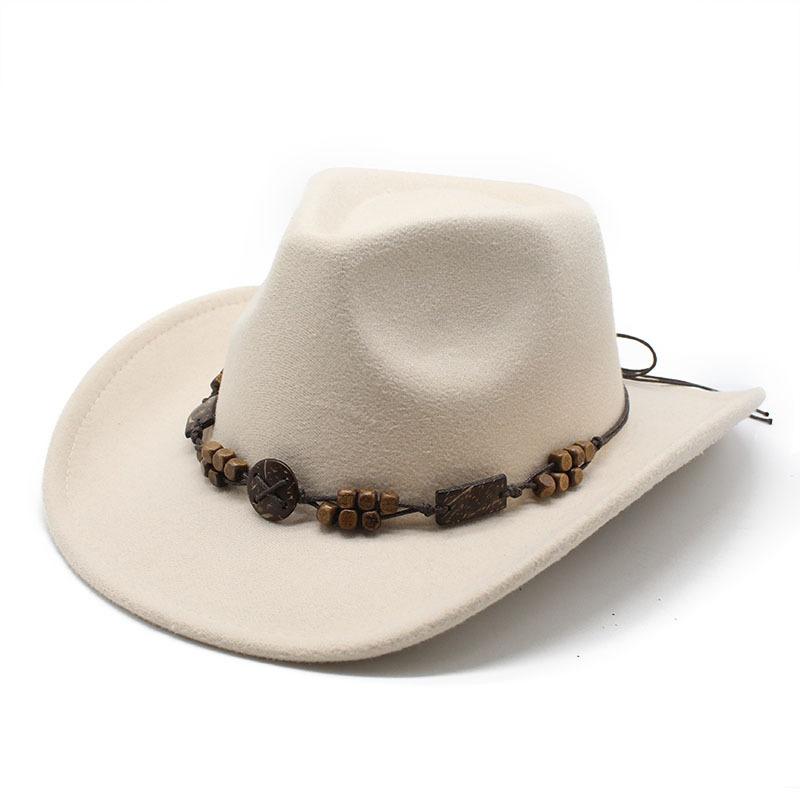 JYL TS DIY Tibetan Cowboy Hat Unisex Ethnic Curved Brim Riding  Felt Hat