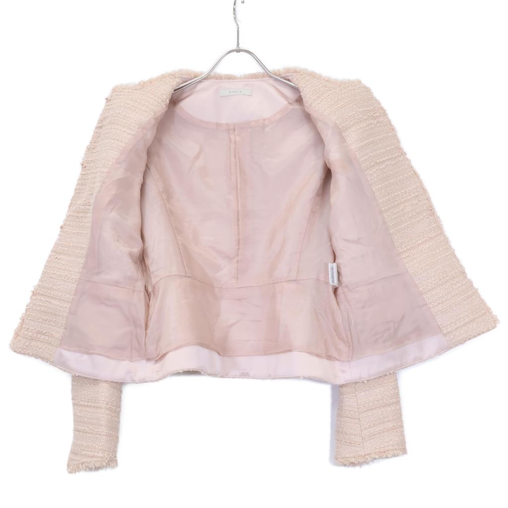 EPOCA [Good condition/22 year old] M5E03-301 Fancy tweed collarless Jacket 40 pinkUsed