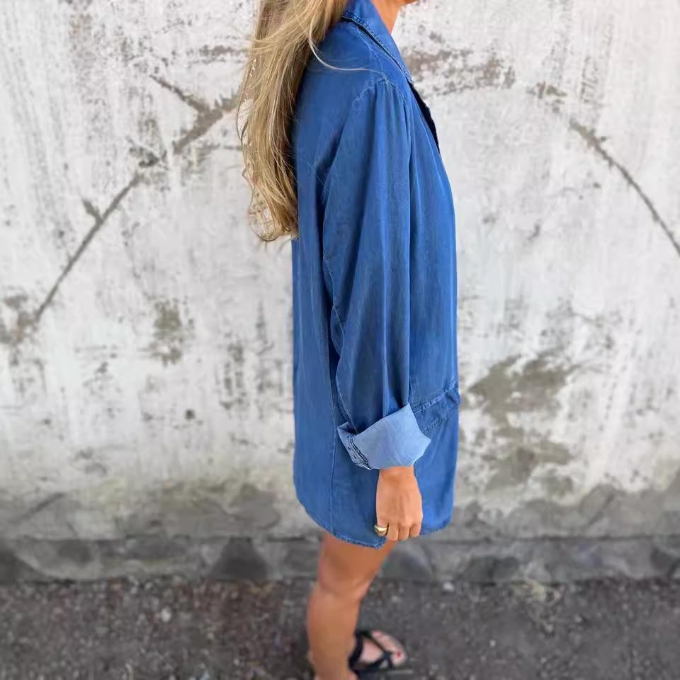 2024 Autumn Casual Loose Lapel Denim Jacket