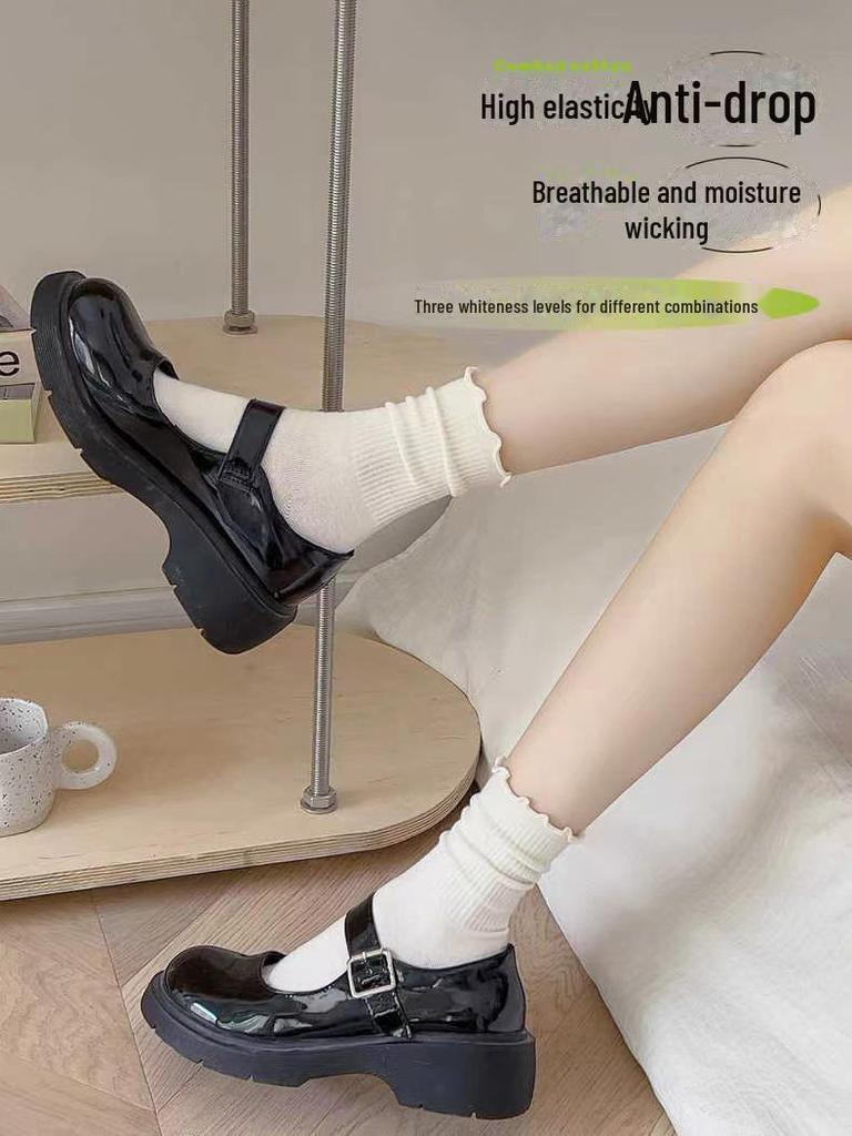 Șosete de lână evazate tricotate gri: Încălzitoare de picioare de iarnă de culoare uni pentru Hot Girl și stil JK