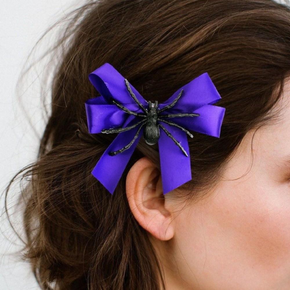 Spider Theme Spider Hair Clip Funny Halloween Head Wear Bowknot Hairpin Costume Party