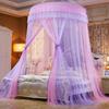 Elegant Blonder Seng Baldakin Myggnett Dome Hengende Blonder Insektsnett Kryptering Heving Tak Princess Dome Court