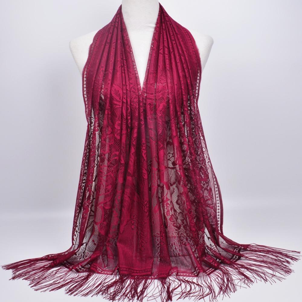 Headwear Headscarf Women Girls Luxury Head Wrap Hollow Tassel Scarf Head Scarves Hijab Shawl Scarf