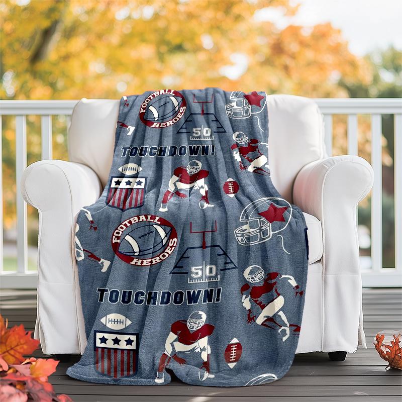 American football Theme Printed Blanket - Perfect for Couch, Bed, Travel & Outdoor Use | Machine Washable, Cozy & Durable.