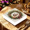 20pcs Disposable Napkins with Christmas Wreath Pattern Print for Wedding,Parties,and Daily Use for Thanksgiving Fall Christmas Table Decoration