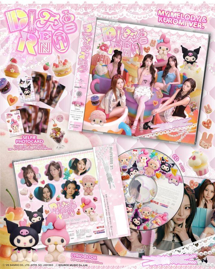 

LE SSERAFIM DIFFERENT ALBUM JAPAN CHARACTER COLLABORATION ver. My Melody sealed рожевий