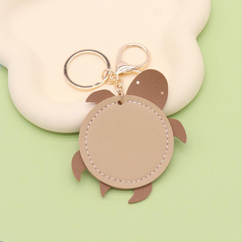 Pastoral Style Turtle Keychain: Cute PU Leather Cartoon Pendant for Couples Without Keychain хаки