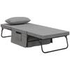 4-in-1 Folding Bed, Guest Bed, Height-Adjustable, Mattress, Side Pockets, Metal Frame, Gray, 188 X 75 X 38 Cm