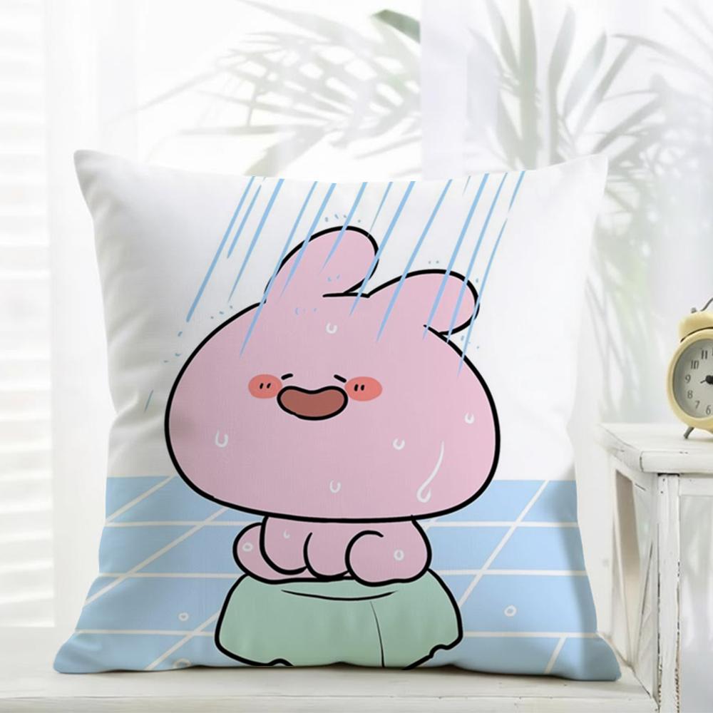 Asamimichaan Asleep Cute Asamimi Cushion Cover comfort Daily Washable Linen Soft  for Sofa Bed Home Room Decor