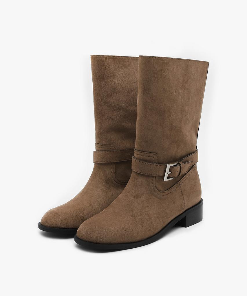 Sappun Trina Buckle Strap Mid-Calf Boots (3.5Cm)