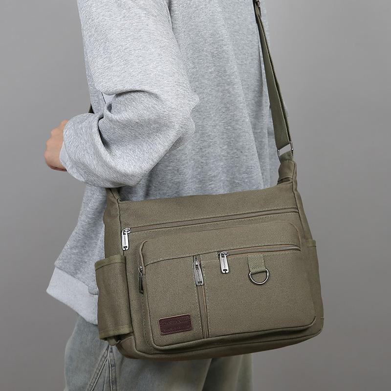 Bolsa Transversal de Lona Vintage para Homens - Bolsa de Ombro Estilosa Tote Mensageiro (Portátil Durável para Viagem e Uso Diário)