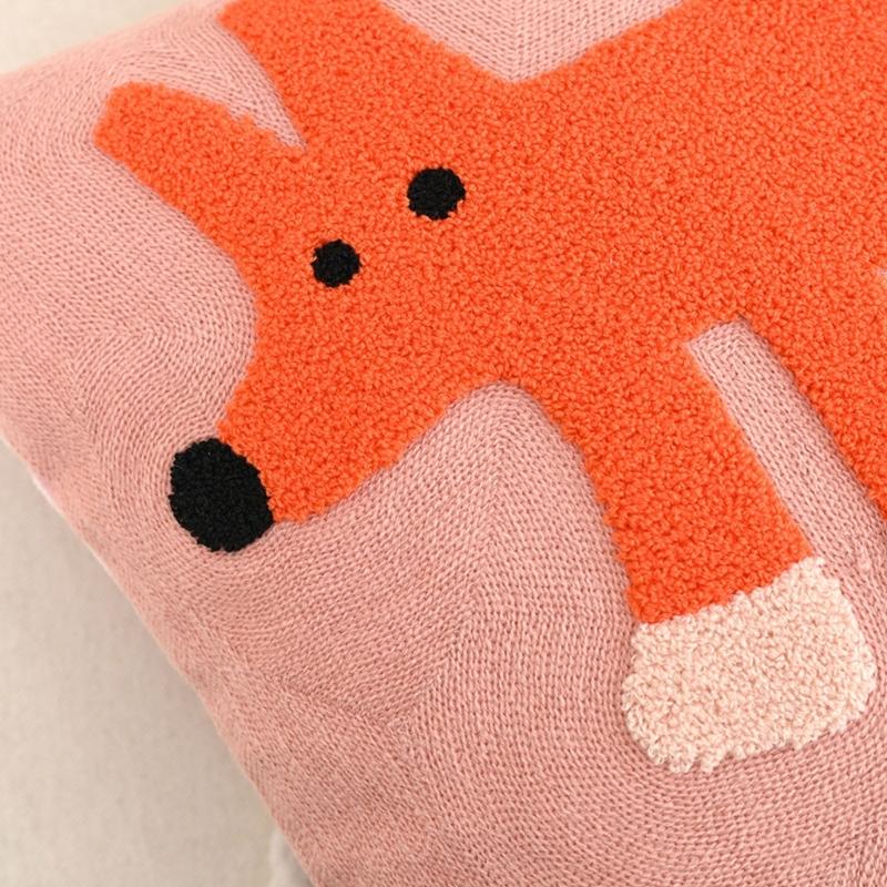 Animal Embroidered Pillow Cover Soft Polycotton Blend Decorative Cushion Cover For Home Office Decoration