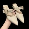 Pointed half slippers women's outer wear spring new versatile thick heel high heels bag head cool slippers