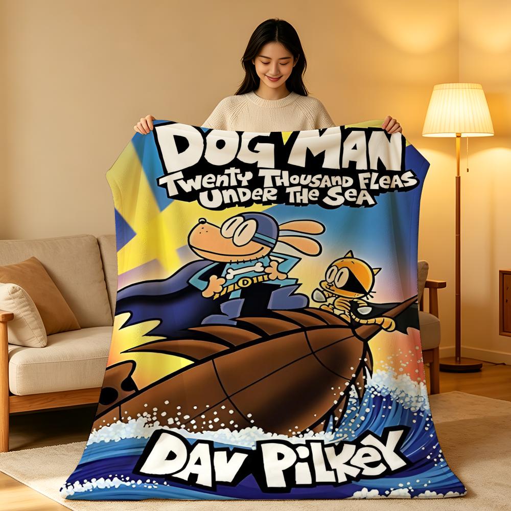 Cartoon D-Dog M-Man Throw High-Density Short Plush Blanket Soft Skin-Friendly For Sofa Nap Air-Conditioned Room