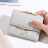 Purse women's summer new Korean PU printed buckle 3 fold bag simple all-in-one short women's money clip multi-card folding flap